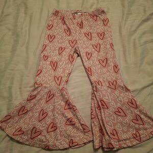 Kids' Pink Heart Flared Pants